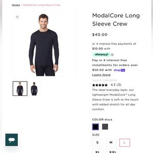 NWOT Cuddl Duds Modal Core Pants and Long  Sleeve Crew. Size Large